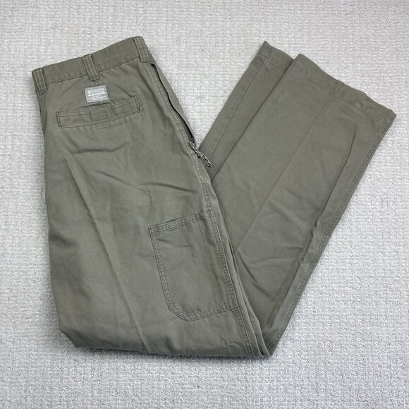 Columbia Pants Mens 36x34 Tan Khaki Duck Canvas Utility Pocket Outdoors Camping - Picture 1 of 11